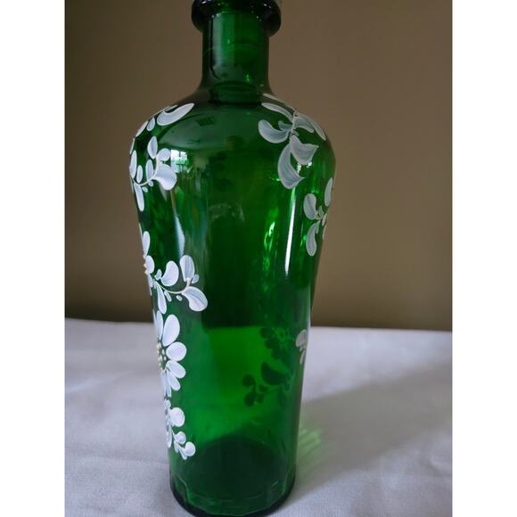 11" Hand Painted Hand Blown Glass Bottle - Picture 5 of 12